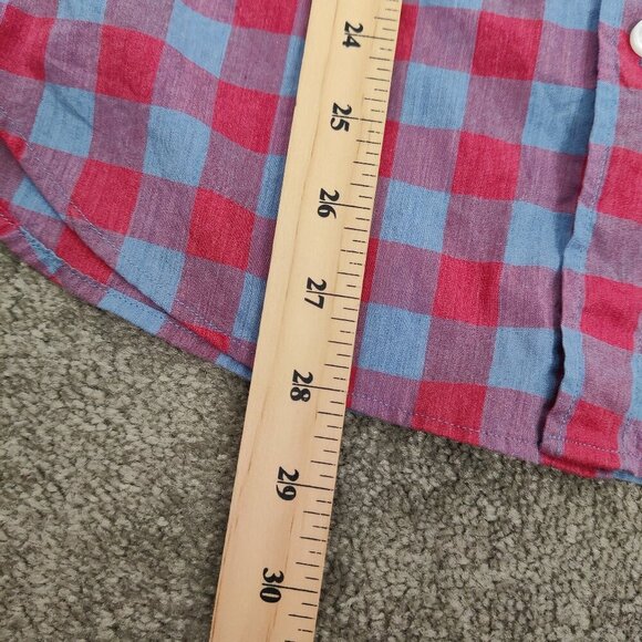 J. Crew Men's Button Down Plaid Shirt in Red Blue Size Medium 100% Cotton Office - Picture 6 of 7